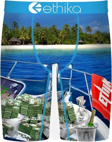 ملابس داخلية بوكسر للرجال من Ethika، بطول الركبة، ملابس داخلية قابلة للتمدد في 4 اتجاهات مع مطبوعات جرافيك - الجزيرة in Kuwait