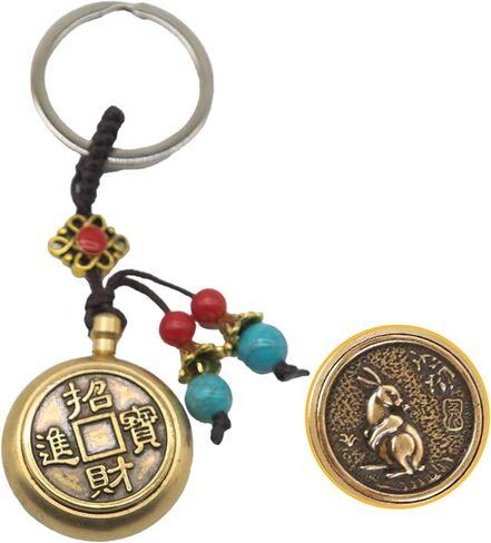 تدور النحاس خمر للفوز Keychain.12 زودياك و فنغ شوي الثروة سبينر تململ للكازينو وفتحات واليانصيب هدية حظا سعيدا in Kuwait