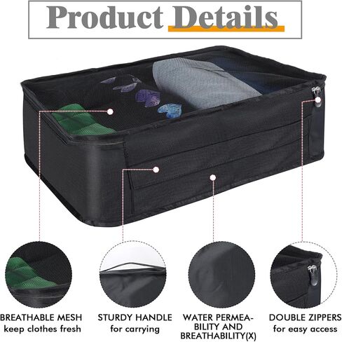 12 Pcs Packing Cubes for Suitcase Travel Luggage Bags Bulk Mesh Organizer Set for Hiking Camping Backpacking Clothes Accessories in Saudi Arabia