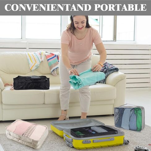 12 Pcs Packing Cubes for Suitcase Travel Luggage Bags Bulk Mesh Organizer Set for Hiking Camping Backpacking Clothes Accessories in Saudi Arabia