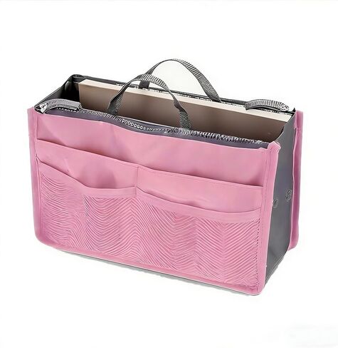 Purse Organizer Insert, Updated Purse Handbag, for Handbags Bag Organizers Inside Tote Pocketbook Women Nurse Nylon 13 Pockets Medium, Pink in Saudi Arabia