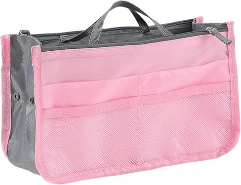 Purse Organizer Insert, Updated Purse Handbag, for Handbags Bag Organizers Inside Tote Pocketbook Women Nurse Nylon 13 Pockets Medium, Pink in Saudi Arabia