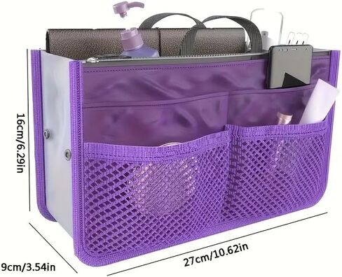Purse Organizer Insert, Updated Purse Handbag, for Handbags Bag Organizers Inside Tote Pocketbook Women Nurse Nylon 13 Pockets Medium, Pink in Saudi Arabia