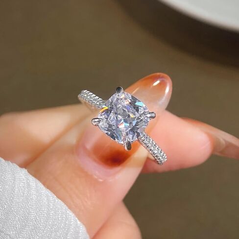 1pc Square 3 Carats Zircons Wedding Rings Unique Gorgeous Eternity Festival For Women Wedding Copper Ring Fine Jewelry Gift in Saudi Arabia