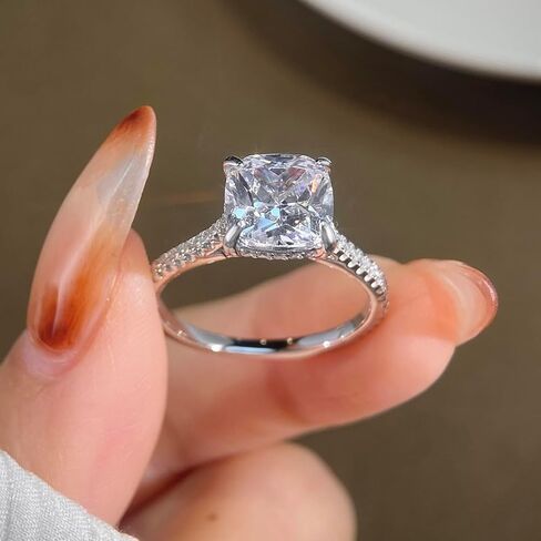 1pc Square 3 Carats Zircons Wedding Rings Unique Gorgeous Eternity Festival For Women Wedding Copper Ring Fine Jewelry Gift in Saudi Arabia