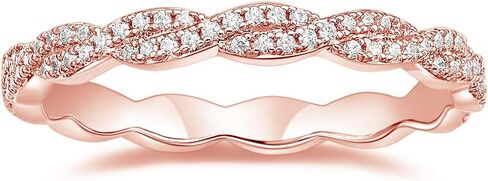 TIGRADE Engagement Ring Cubic Zirconia Twisted Ribbons of Pave-Set Eternity Wedding Band for Women Size 3-12 in Saudi Arabia