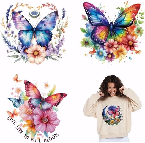 SUPERDANT Dandelion Lines Iron on Transfers 4 Sheets Flower Heat Transfer Film Stickers Set Clothing Iron on Decals for T-Shirt Hoodie Canvas Bags Pillow Jackets DIY Crafts 20X20m in Saudi Arabia