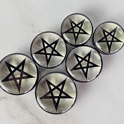 Mystic Metals Body Jewelry Pair of Black Embedded Pentagram in Clear Resin Plugs (MTO-066) in Saudi Arabia
