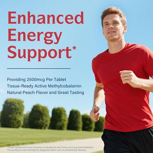 Innate Vitality Vitamin B12 2500mcg، ميثيل كوبالامين تحت اللسان، قوة إضافية لاستقلاب الطاقة، الوضوح العقلي، صحة الجهاز العصبي، نكهة الخوخ، خالي من السكر، 120 قرص سريع الذوبان in Kuwait