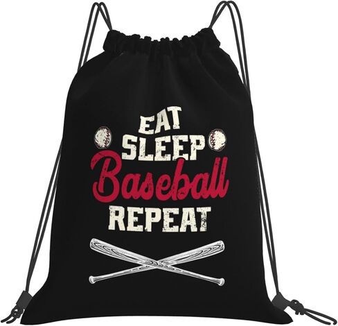 Eat Sleep Baseball Repeat Unisex Drawstring Backpack Bag Sport Gym Swim Travel Sackpack in Saudi Arabia
