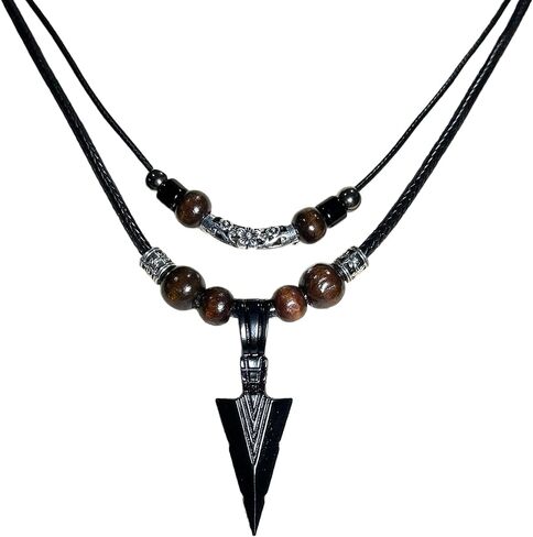 Stainless Steel Pendant Double Layer Necklace For Mens Cool Spearpoint Arrowhead Pendant Chain Necklace in Saudi Arabia