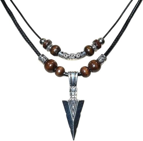 Stainless Steel Pendant Double Layer Necklace For Mens Cool Spearpoint Arrowhead Pendant Chain Necklace in Saudi Arabia