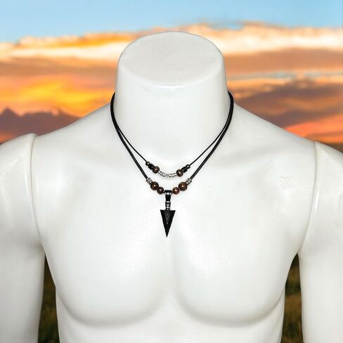 Stainless Steel Pendant Double Layer Necklace For Mens Cool Spearpoint Arrowhead Pendant Chain Necklace in Saudi Arabia