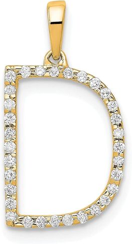 14K Diamond Letter D Initial Charm Pendant (Length 14.64mm Width 10.05 mm) in Saudi Arabia