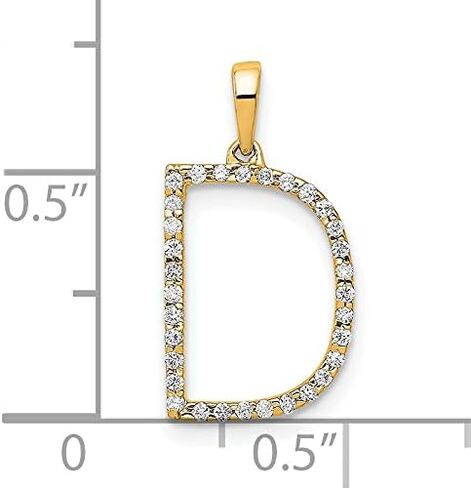 14K Diamond Letter D Initial Charm Pendant (Length 14.64mm Width 10.05 mm) in Saudi Arabia