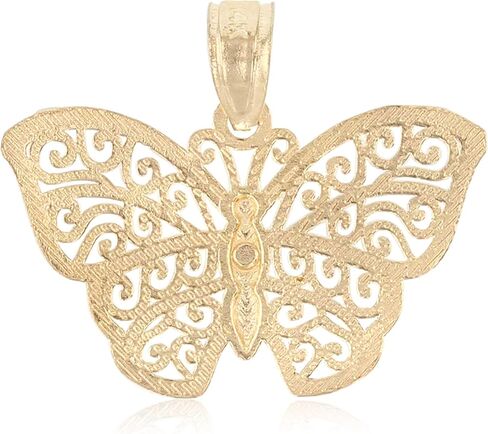 Ioka - 14K Two Tone Gold Fancy Monarch Butterfly Charm Tiny Pendant For Necklace or Chain in Saudi Arabia