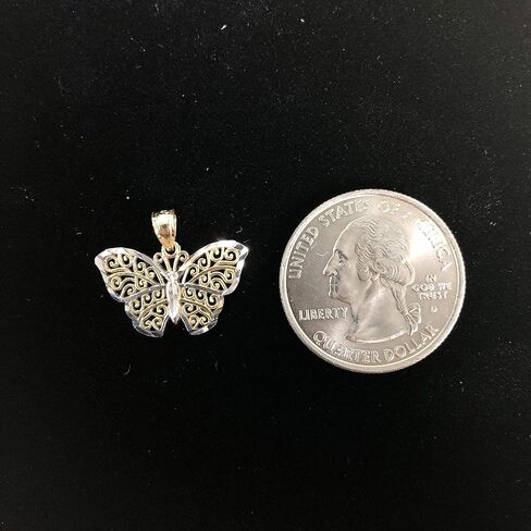 Ioka - 14K Two Tone Gold Fancy Monarch Butterfly Charm Tiny Pendant For Necklace or Chain in Saudi Arabia