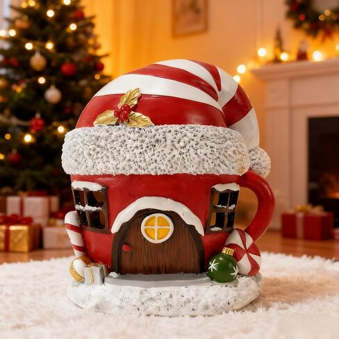 Santa Claus Decor Figurines Resin Christmas Santa Lighted Decorations Indoor Glowing Snowman LED Light Indoor Christmas Decoration for Home Office Table Xmas Party Ornament Gift in Saudi Arabia