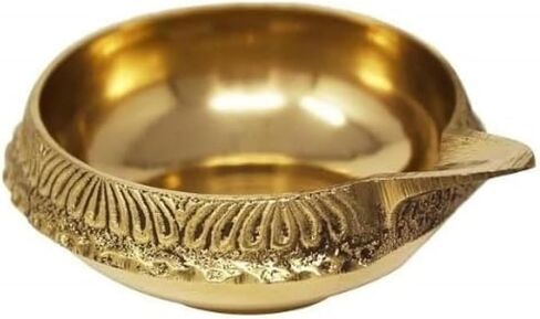 Brass Diya Lamp – Traditional Decorative Oil Lamp 2.5 x 0.8 Inch – Handcrafted Brass Deepak for Pooja, Aarti, Diwali, and Home Temple Décor (10) in Saudi Arabia