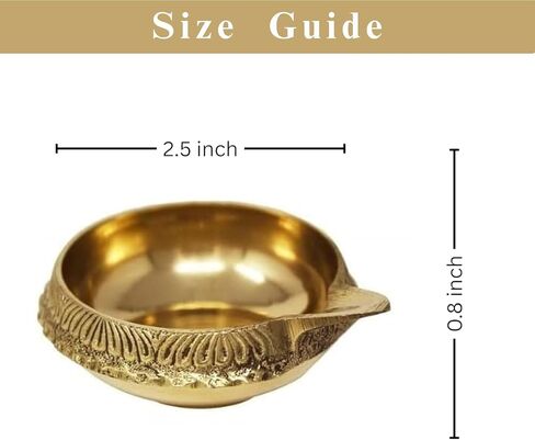 Brass Diya Lamp – Traditional Decorative Oil Lamp 2.5 x 0.8 Inch – Handcrafted Brass Deepak for Pooja, Aarti, Diwali, and Home Temple Décor (10) in Saudi Arabia