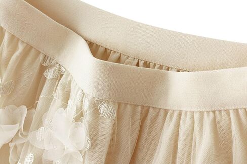 Womens Floral Tulle Skirts High Waisted A-Line Mesh Skirt Embroidery Layered Fairy Skirts Party Casual Outfits in Saudi Arabia