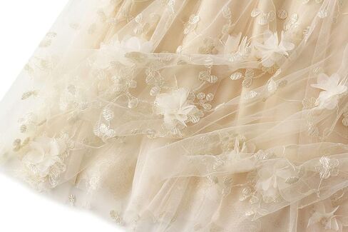 Womens Floral Tulle Skirts High Waisted A-Line Mesh Skirt Embroidery Layered Fairy Skirts Party Casual Outfits in Saudi Arabia