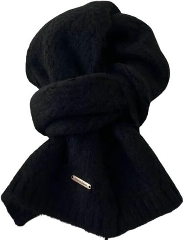 Wool Blend Solid Color Knitted Scarf for Women Warm Shoulder Wrap Versatile Layering Accessory for Fall, Winter in Saudi Arabia