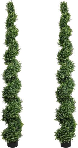 THE BLOOM TIMES 4ft Artificial Topiary Trees Set of 2 Pack - 48 Inch Faux Cedar Cypress Spiral Trees for Outdoor - Fake Plants for Garden Front Porch Indoor Outside Planter Decor 4 Foot in Saudi Arabia