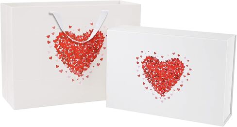 صندوق هدايا كبير مع غطاء 13.5x9x4.1 بوصة ، صندوق هدايا اقتراح وصيفات الشرف الوردي مع إغلاق مغناطيسي لعيد الأم (الوردي اللامع) in Kuwait