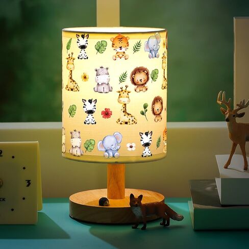 VIHOSE Roaring Dinosaur Kids Table Lamp for Bedroom Kids Bedside Lamp with Linen Wooden Nightstand Cartoon Nursery Lampshade for Girls Boys Living Room in Saudi Arabia