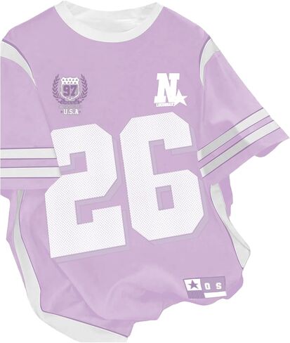 Girl's Jersey Shirts Color Block Number Graphic Tees Short Sleeve Crew Neck Sports T Shirt in Saudi Arabia