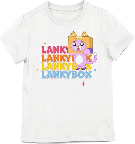 Bioworld LankyBox Foxy Repeat Text Crew Neck Short Sleeve Youth Girl's White T-Shirt in Saudi Arabia