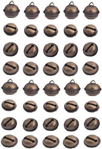 40pcs Vintage Bronze Jingle Bells for Crafts,Iron Wire Round Bell,Antique DIY Bells for Christmas Tree Crafts Decoration in Saudi Arabia