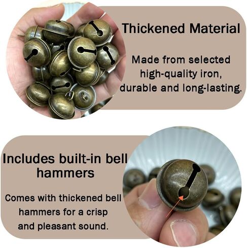 40pcs Vintage Bronze Jingle Bells for Crafts,Iron Wire Round Bell,Antique DIY Bells for Christmas Tree Crafts Decoration in Saudi Arabia