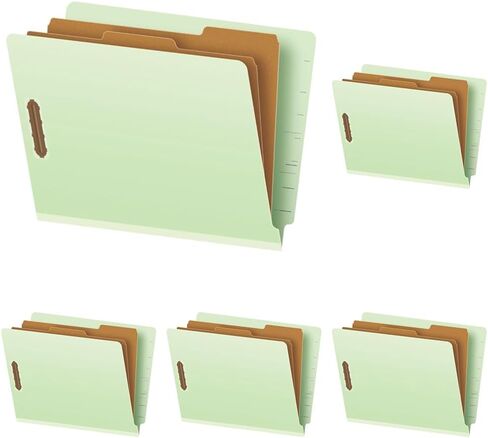 Pendaflex Pressboard End-Tab Classification Folders، حجم قانوني، 2 فواصل، توسيع 2.5 بوصة، أخضر فاتح، 10/BX (23324) in Kuwait