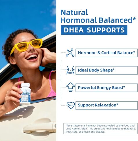 مكمل DHEA للنساء بعمر 40+ والرجال، يدعم توازن الهرمونات*، DHEA 25 مجم (كبسولة في كبسولة)، مع إل-ثيانين، أشواغاندا، نباتي، غير معدل وراثيًا، خالي من الغلوتين، خالي من الصويا، 60 كبسولة in Kuwait