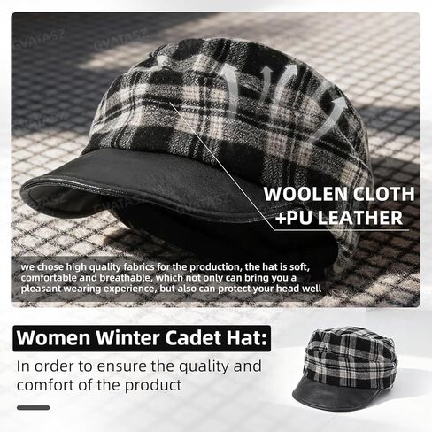 Winter Plaid Beret Hats Newsboy Hats Military Short Brim Cadet Hats French Beanies Hat for Women in Saudi Arabia