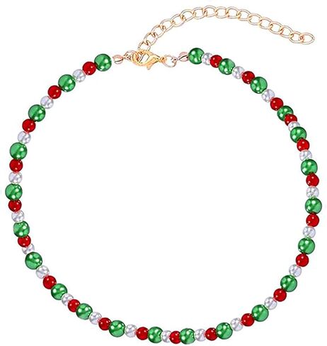 Yalice Christmas Necklace Colorful Holiday Choker Necklace Xmas Ornament Beaded Necklaces for Women in Saudi Arabia