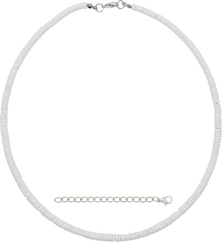 Puka Shell Necklace, White Beaded Seashell Necklaces for Women, Round Sea Shell Bead Choker for Men, Hawaiian Beach Surfer Jewelry Chokers in Saudi Arabia