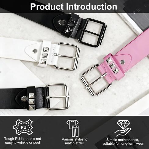 طقم أحزمة مرصعة مكونة من 4 قطع، Y2k Alt Punk Emo Grunge مع أحزمة معدنية لامعة بحلقة معدنية للنساء والرجال in Kuwait