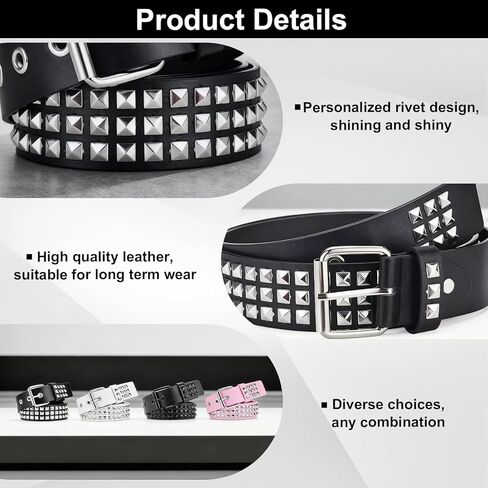 طقم أحزمة مرصعة مكونة من 4 قطع، Y2k Alt Punk Emo Grunge مع أحزمة معدنية لامعة بحلقة معدنية للنساء والرجال in Kuwait