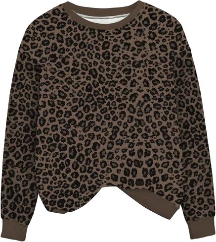 SOLY HUX Women's Leopard Print Crewneck Sweatshirts Long Sleeve Y2k Tops Pullover Shirts in Saudi Arabia