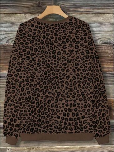 SOLY HUX Women's Leopard Print Crewneck Sweatshirts Long Sleeve Y2k Tops Pullover Shirts in Saudi Arabia