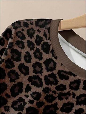 SOLY HUX Women's Leopard Print Crewneck Sweatshirts Long Sleeve Y2k Tops Pullover Shirts in Saudi Arabia