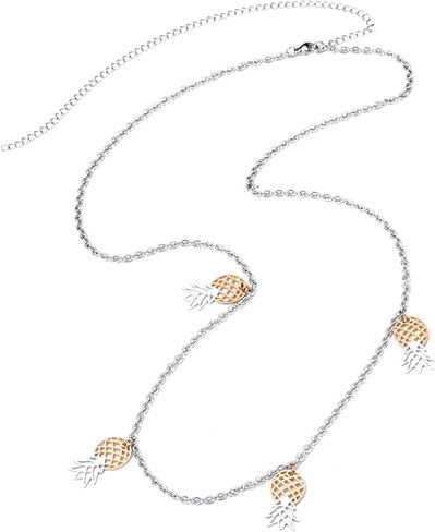 Upside Down Pineapple Waist Chain – Upside Down Pineapple Belly Chain - Gold & Silver Colored Stainless Steel Combo – 27.5" Adjustable to 35.5" in Saudi Arabia