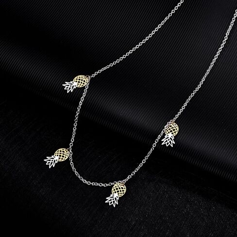 Upside Down Pineapple Waist Chain – Upside Down Pineapple Belly Chain - Gold & Silver Colored Stainless Steel Combo – 27.5" Adjustable to 35.5" in Saudi Arabia