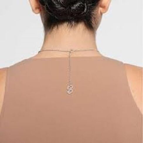 سلسلة جسم كريستال سواروفسكي، X SKIMS 5678062 مجوهرات غريبة للجسم، Swarovski x SKIMS، قطع مختلطة، سلسلة صندوقية، على شكل حرف Y، أبيض، ستانلس ستيل مطلي بالروديوم in Saudi Arabia