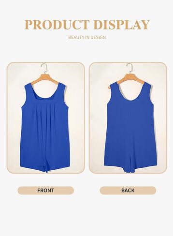 Eytino Women's Plus Size Jumpsuits Casual Sleeveless Short Overalls Pleated Front Rompers Summer Outfits(1X-5X) in Saudi Arabia