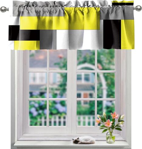 ستارة قصيرة بنمط أوراق الألوان المائية مقاس 50 بوصة × 20 بوصة لنوافذ المطبخ (أزرق داكن) in Kuwait