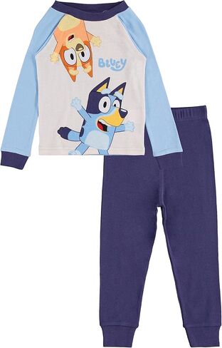طقم بيجامة للأولاد الصغار من Bluey، بانديت وشيللي - طقم بيجامة مكون من قطعتين بأكمام طويلة وسروال in Saudi Arabia